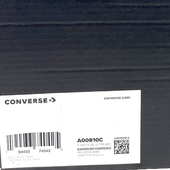 Converse Chuck Taylor Flux Ultra Mid Black Mesh Leather Men’s Sneakers A00810C - Picture 9 of 10